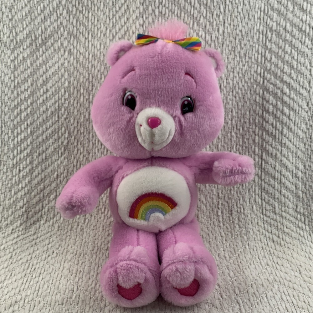 Care Bears CHEER BEAR Plush‎ Pink 12" 2007 Rainbow Stuffed Animal Jakks Pacific